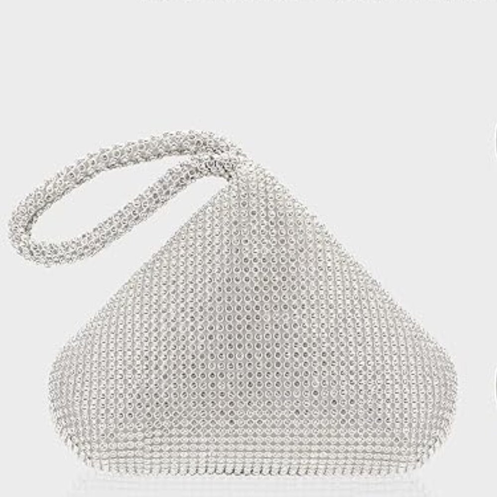 Evening Handbag Purse Clutch Wristlet Rhinestone Triangle Dressy Event Party